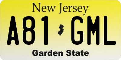 NJ license plate A81GML