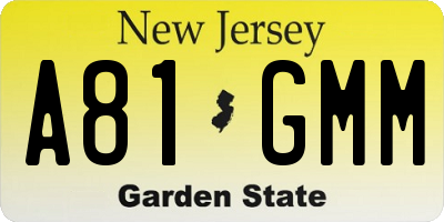 NJ license plate A81GMM