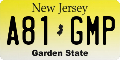 NJ license plate A81GMP