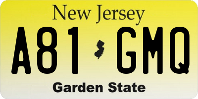 NJ license plate A81GMQ