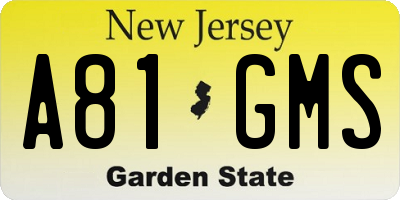 NJ license plate A81GMS