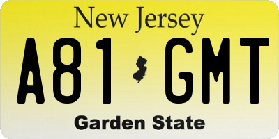 NJ license plate A81GMT