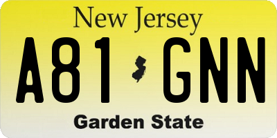 NJ license plate A81GNN