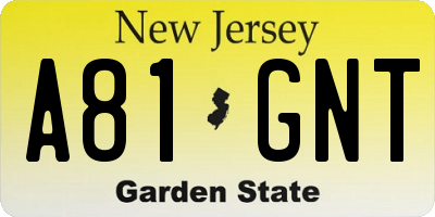 NJ license plate A81GNT