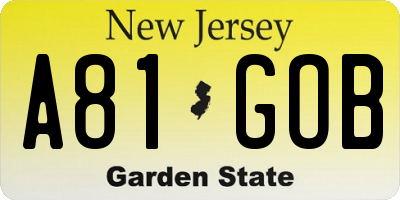 NJ license plate A81GOB