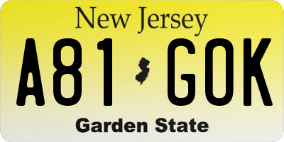 NJ license plate A81GOK