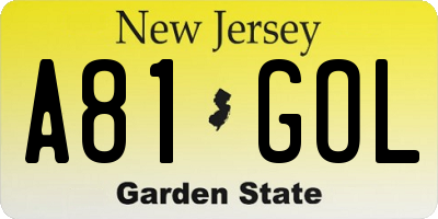 NJ license plate A81GOL