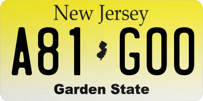 NJ license plate A81GOO