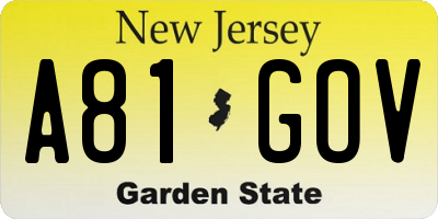 NJ license plate A81GOV