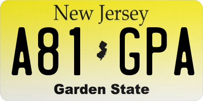 NJ license plate A81GPA
