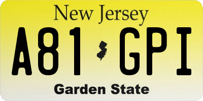 NJ license plate A81GPI