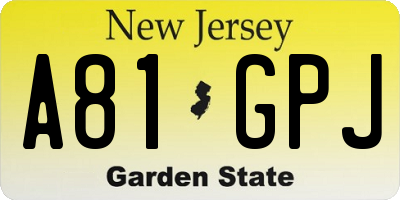 NJ license plate A81GPJ