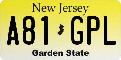 NJ license plate A81GPL