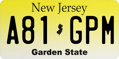 NJ license plate A81GPM