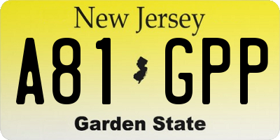 NJ license plate A81GPP