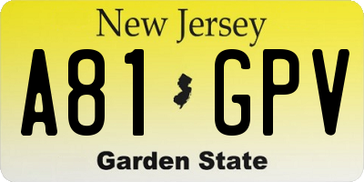 NJ license plate A81GPV