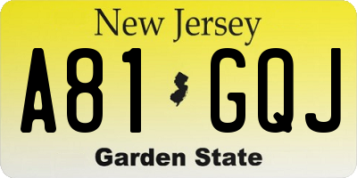 NJ license plate A81GQJ