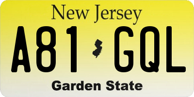 NJ license plate A81GQL