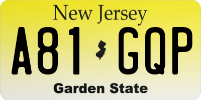 NJ license plate A81GQP