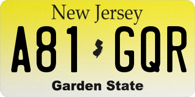 NJ license plate A81GQR