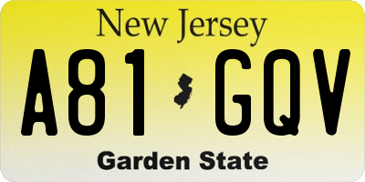 NJ license plate A81GQV