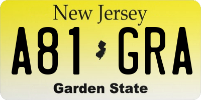NJ license plate A81GRA