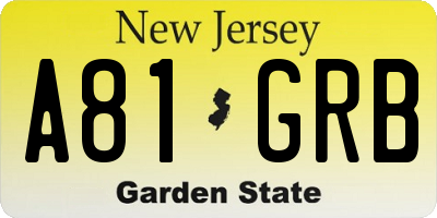 NJ license plate A81GRB