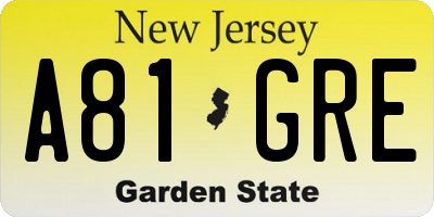 NJ license plate A81GRE