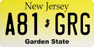 NJ license plate A81GRG