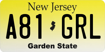 NJ license plate A81GRL