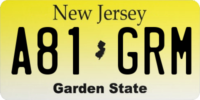 NJ license plate A81GRM