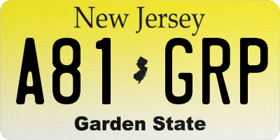 NJ license plate A81GRP