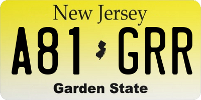 NJ license plate A81GRR