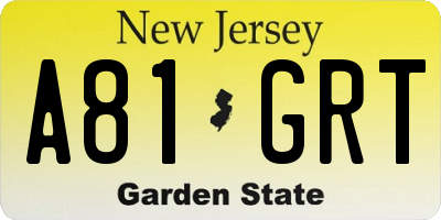NJ license plate A81GRT