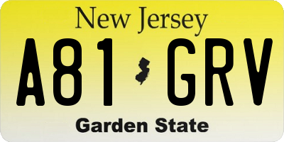 NJ license plate A81GRV