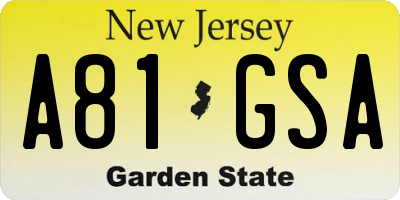 NJ license plate A81GSA
