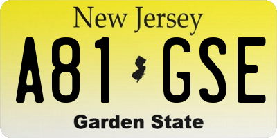 NJ license plate A81GSE