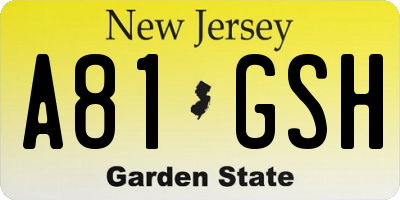 NJ license plate A81GSH