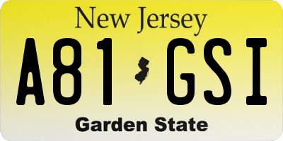 NJ license plate A81GSI