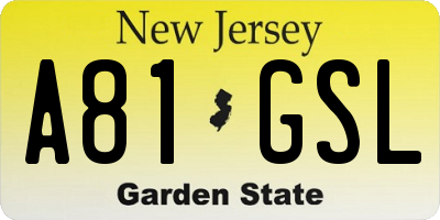 NJ license plate A81GSL