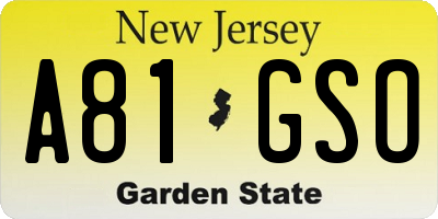 NJ license plate A81GSO