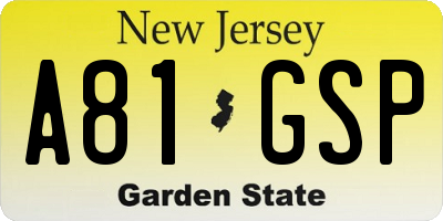 NJ license plate A81GSP