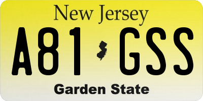 NJ license plate A81GSS