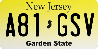 NJ license plate A81GSV