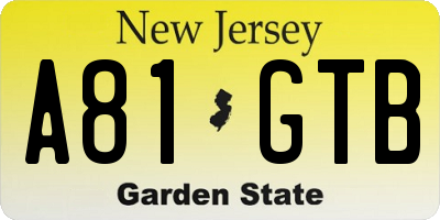NJ license plate A81GTB