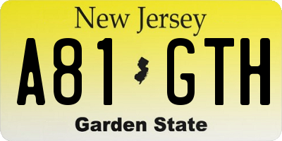NJ license plate A81GTH