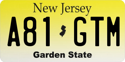 NJ license plate A81GTM