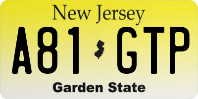 NJ license plate A81GTP
