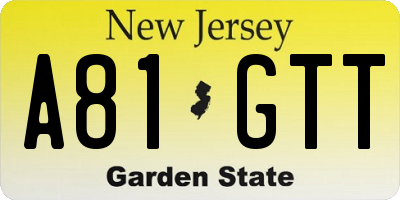 NJ license plate A81GTT