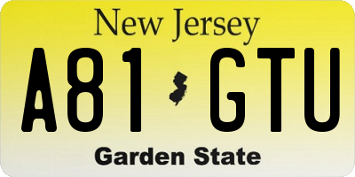NJ license plate A81GTU
